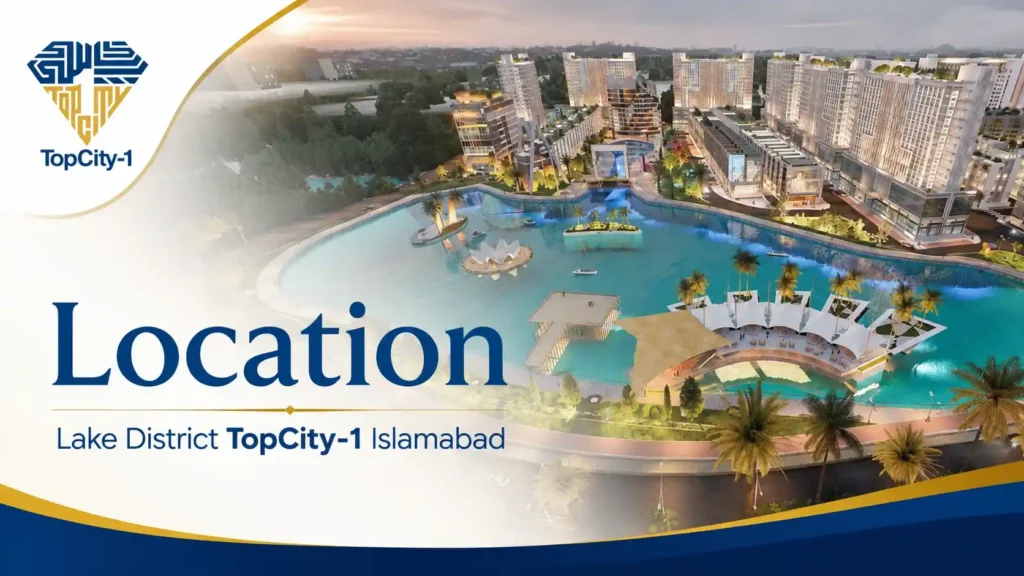 Lake District TopCity-1 Islamabad location view showing the planned waterfront development